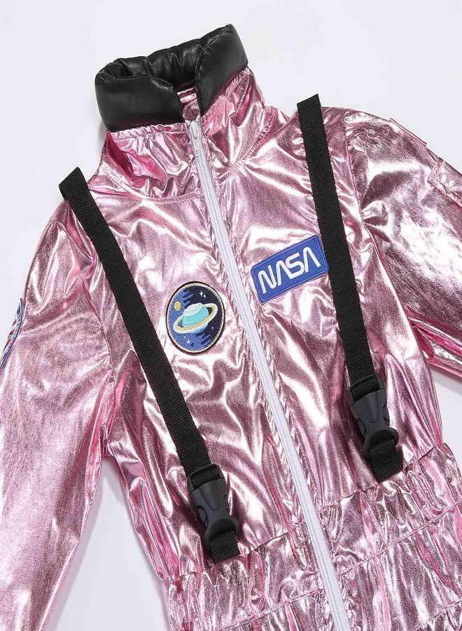 GRAJTCIN Astronaut Costume for Kids Space Suit Alien Jumpsuit Boys Girls Halloween Christmas Party Costume (S, Pink) - Image 4